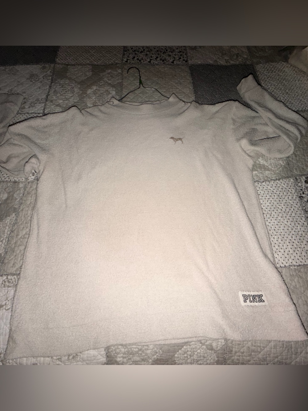 PINK Victoria's Secret Cream Crewneck Short Sleeve Sweater